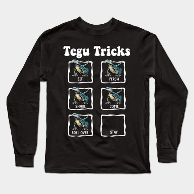 Tegu Lizard Reptile Tegu Tricks Herpetologist Long Sleeve T-Shirt by David Brown